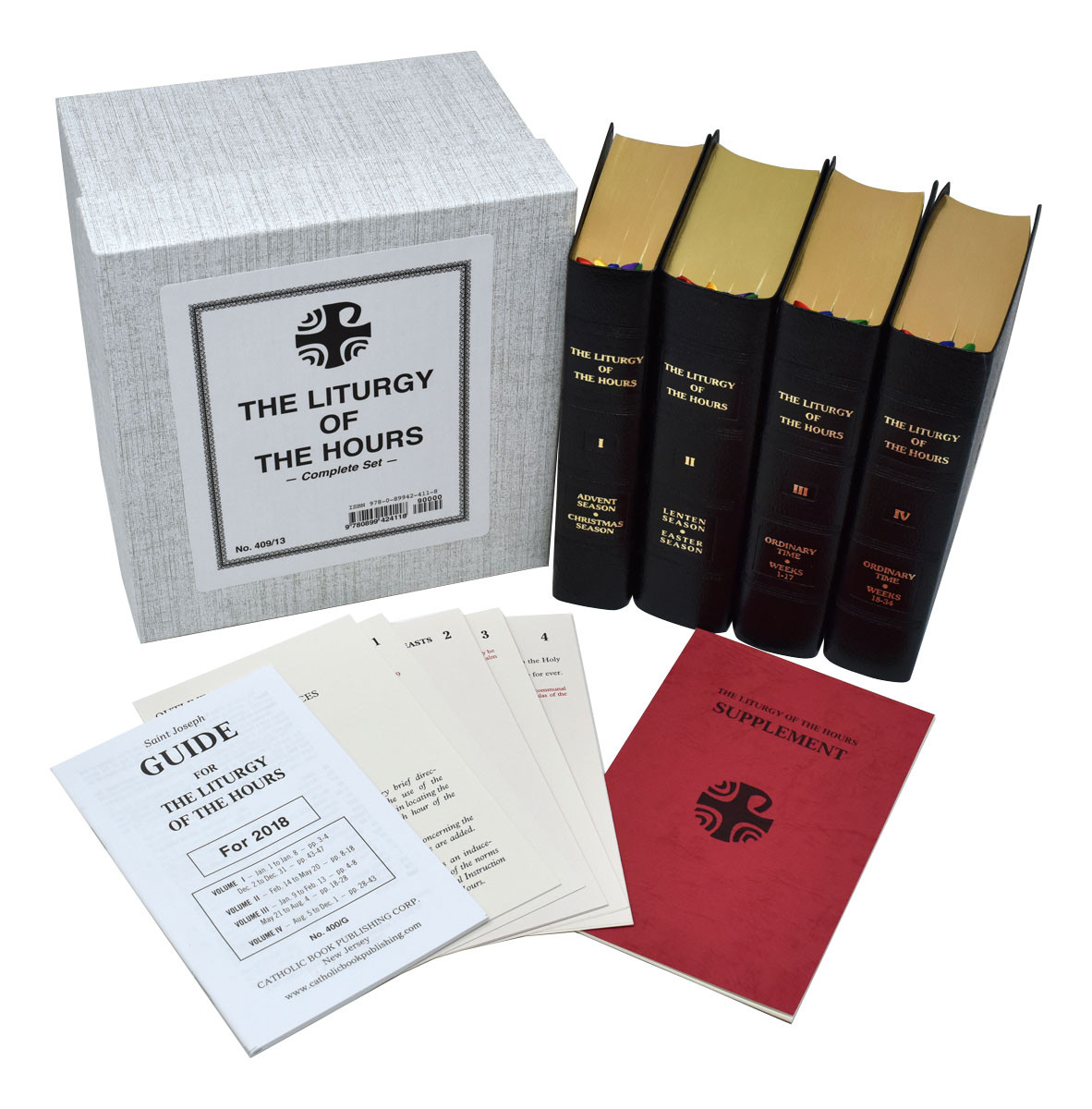 Liturgy of the Hours, 4 Volume Set, Hardcover Leather Binding