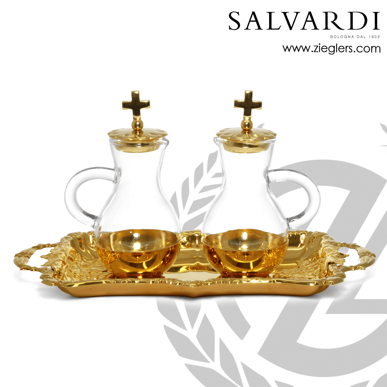 Cruet Set Hand Blown Glass 4 Oz Includes Tray 946 Italy F.C