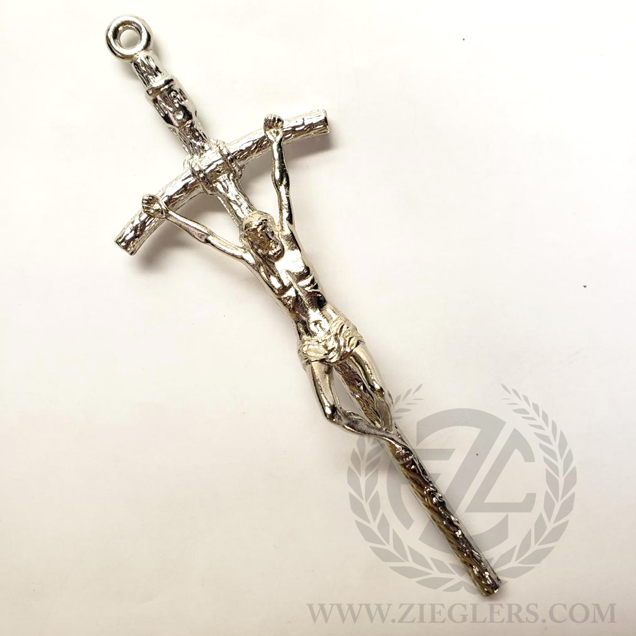 Wall Crucifix Silver Color JPII Style 51/2" Italy F.C