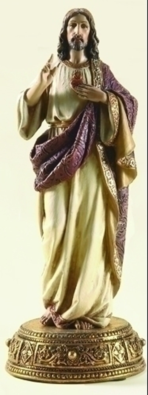 Sacred Heart of Jesus Statue | Hand Raised in Blessing | 10-1/8