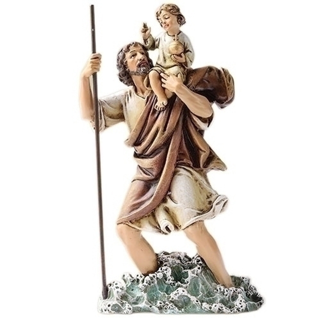Saint Christopher Statue Infant Jesus On Shoulder 6 1 4 Resin 60683 F C Ziegler Company