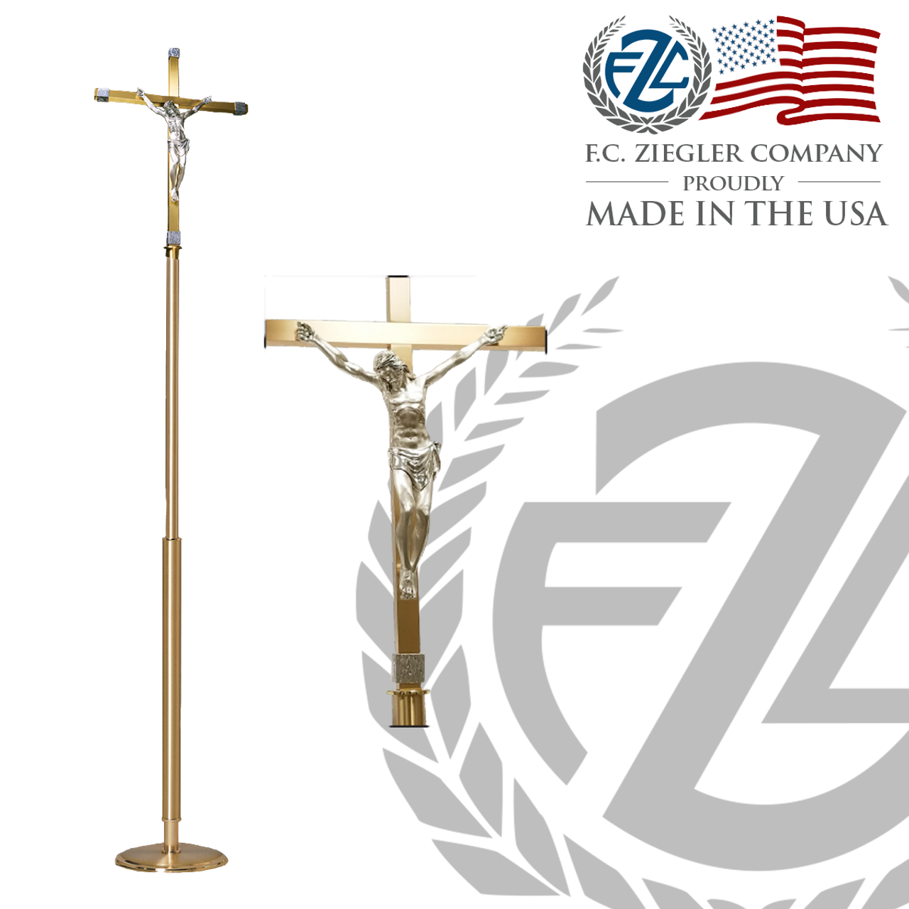 Processional Crucifix With Base Silver Corpus Nodes 1690 Ziegler Usa F C Ziegler Company