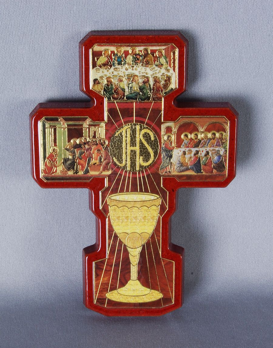 Christ & Blessed Sacrament, Communion Cross, Wood With Beveled
