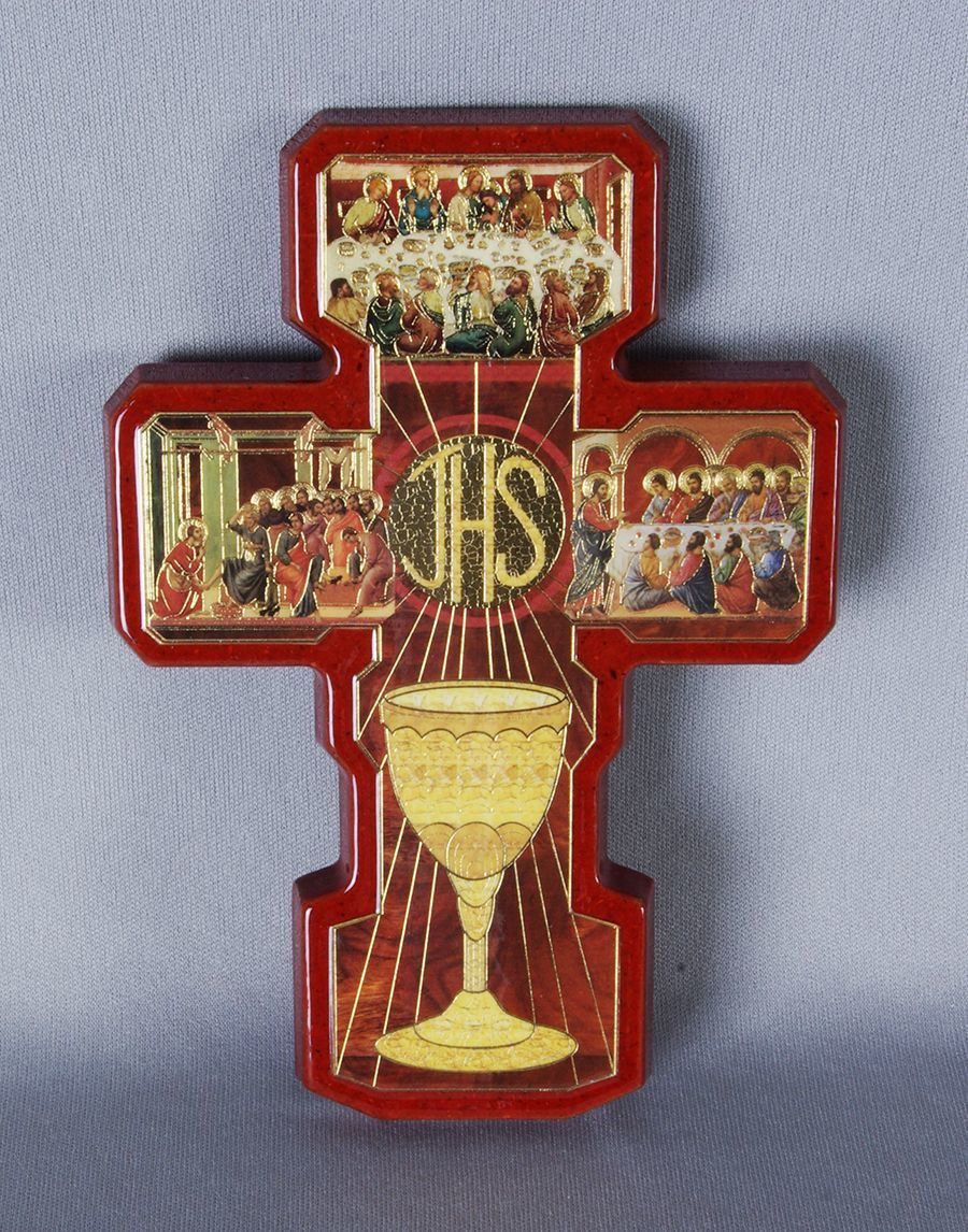 Christ & Blessed Sacrament, Communion Cross, Wood With Beveled