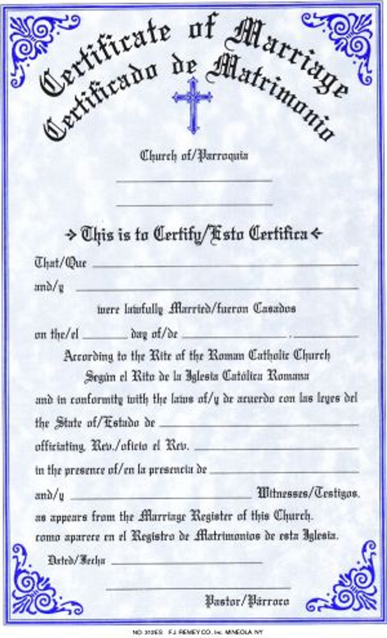 catholic marriage certificate template