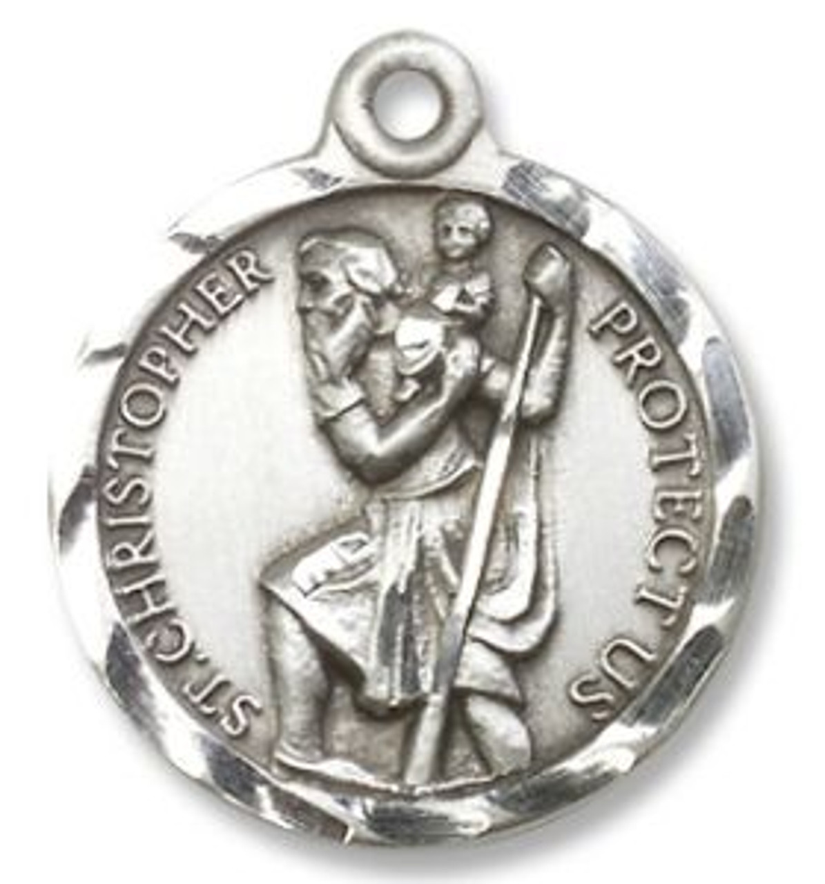 Sterling Silver St. Christopher Pendant - Stainless Steel 24