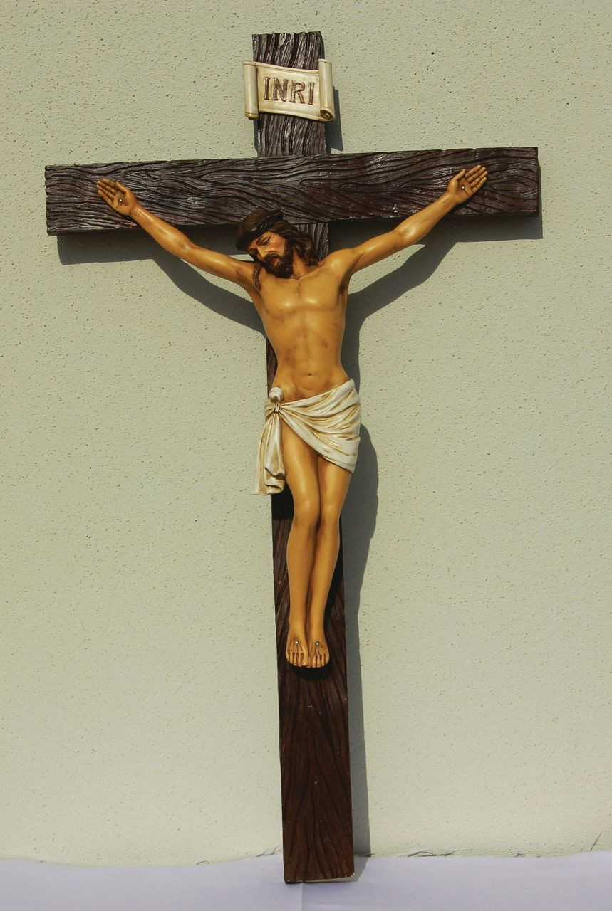 Wall Crucifix | Dark Brown Cross | Color Corpus | Hand-Painted | 15-1/2" by 30-1/4" | Resin - F.C. Ziegler Company