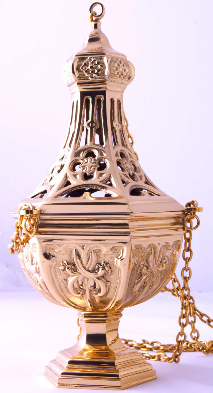 Polished Brass Censer and Boat Set – 10-1/4