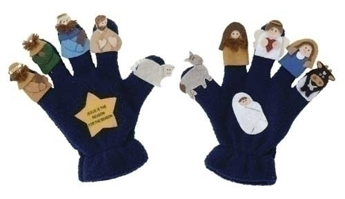 finger puppet gloves with nativity figures on fingers and thumb and baby jesus and star on palms made of polyester measure 5 and 1 half inches by 6 and 1 half inches ro38081 finger puppet gloves with nativity figures on fingers and thumb and baby jesus and star on palms made of polyester measure 5 and 1 half inches by 6 and 1 half inches ro38081