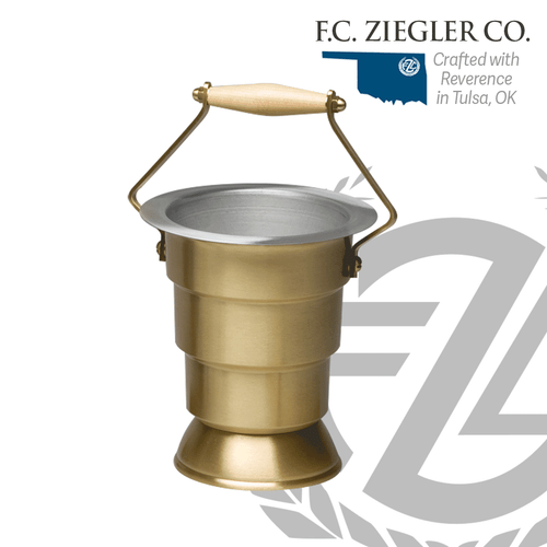 Holy Water Bucket Satin Bronze Finish Lent and Easter Style 641 Ziegler
