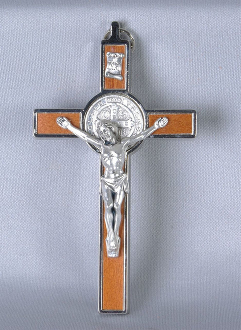 Saint Benedict Crucifix |  Wood & Metal | 4-1/4" x 2-3/4" | Italy | PG235 Saint Benedict Crucifix |  Wood & Metal | 4-1/4" x 2-3/4" | Italy | PG235