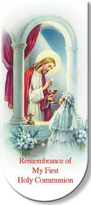 Magnetic Bookmark for First Holy Communion shows Jesus and Girl measures 3 inches HIB3673 Magnetic Bookmark for First Holy Communion shows Jesus and Girl measures 3 inches HIB3673