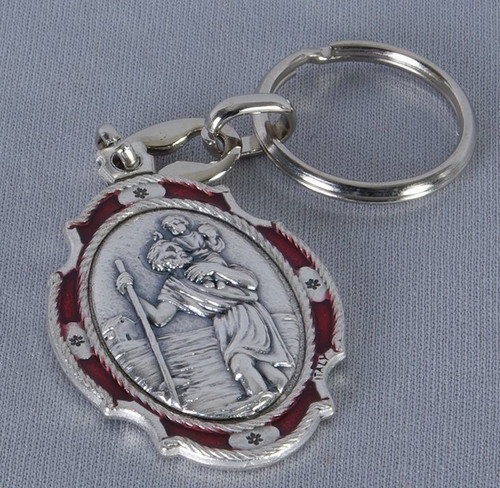 Saint Christopher Key Ring | Red Enamel 