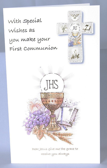 First Communion Greeting Card | Cross &amp; Blessed Sacrament | 4" x 6 ...