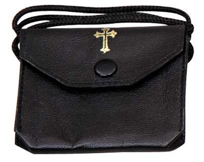 Burse For Pyx, Leather, Black, Snap Button Closure, 3-1/4
