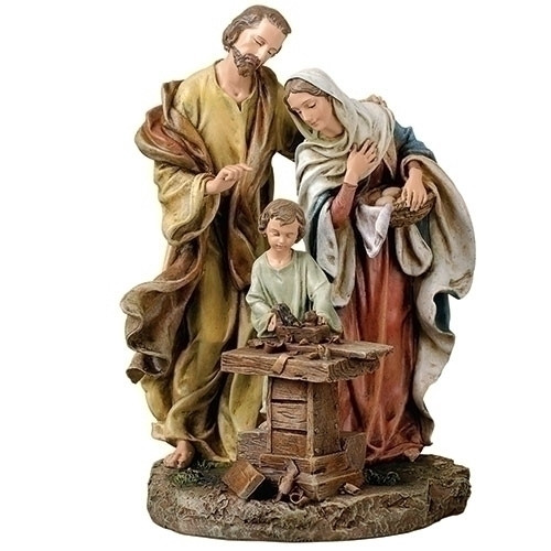 statue of the holy family in the carpentry shop standing 9 and 1 half inches is made of resin ro40733