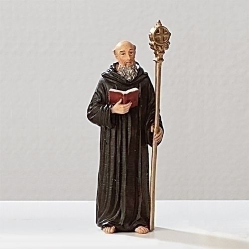 saint benedict statue with rule of saint benedict and crozier stands 3 and 1 half inches high made of resin ro50296 saint benedict statue with rule of saint benedict and crozier stands 3 and 1 half inches high made of resin ro50296