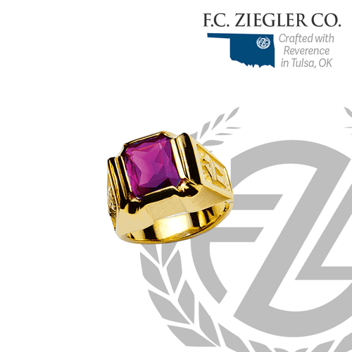 Bishop Ring Synthetic Amethyst Gold Plated Sterling Style 4369 Ziegler 
