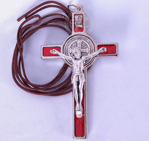 saint benedict crucifix made of metal with red enamel measures 3 inches from italy pg385r saint benedict crucifix made of metal with red enamel measures 3 inches from italy pg385r