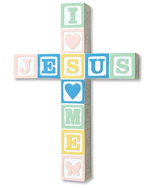 Baby Wall Cross - Jesus Love Me - in Pastel Colors