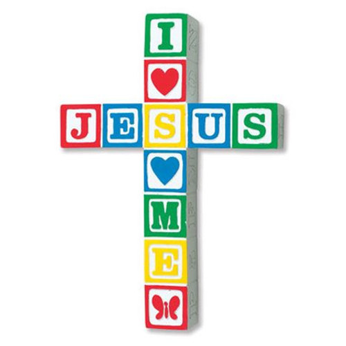 Baby Wall Cross - Jesus Love Me - in Primary Colors