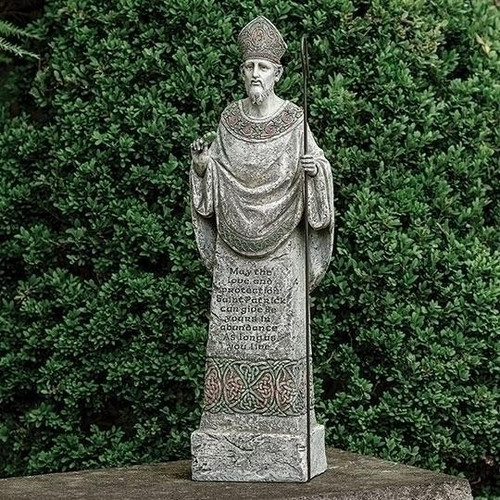 Saint Patrick Stone Look Garden Statue 