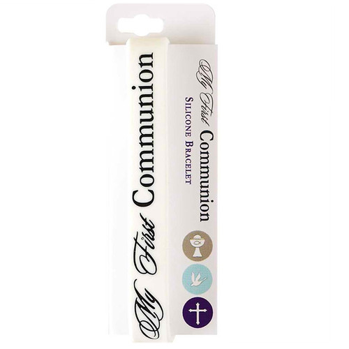 My First Communion Bracelet | John 6:35 | Silicone | Black On White My First Communion Bracelet | John 6:35 | Silicone | Black On White