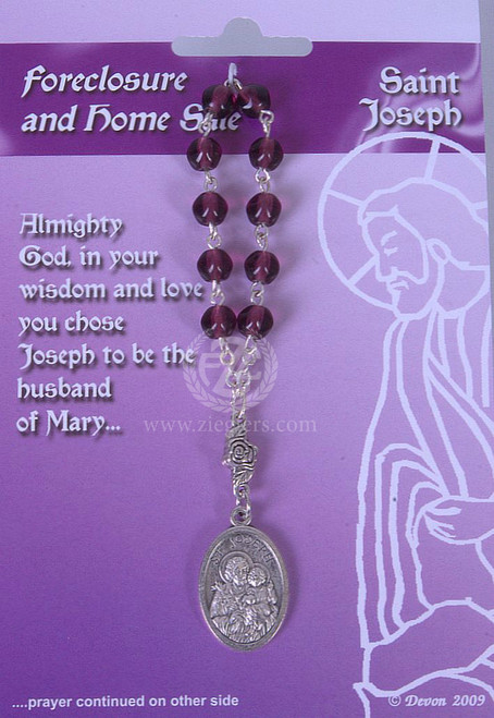 Saint Joseph Home Sale & Foreclosure One Decade Rosary and Prayer Card
