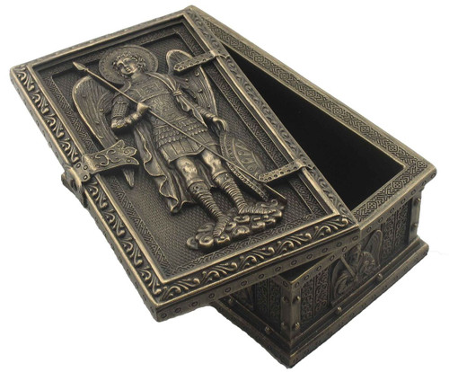 Saint Michael Framed Trinket Box 4 inch-Bronze Finish