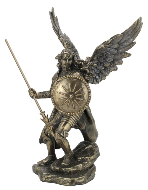 Statue Archangel Raphael 9 inch Bronze Finish
