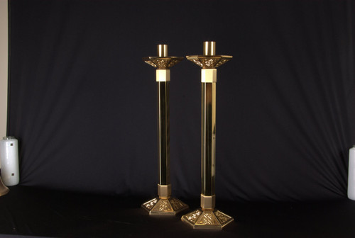 24" Cast  Bronze Altar Candlesticks |High Polish| XXC36 24" Cast  Bronze Altar Candlesticks |High Polish| XXC36