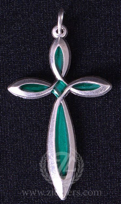 Cross pendant only made of oxidized metal with green accents measures 1 and 1 eighth inches FXELI43SMG Cross pendant only made of oxidized metal with green accents measures 1 and 1 eighth inches FXELI43SMG