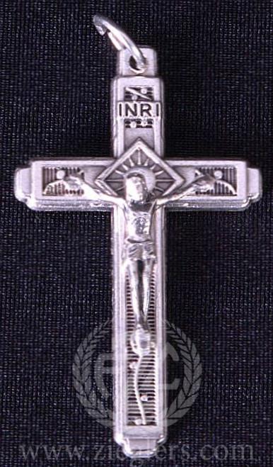 Crucifix pendant only with contemporary floral design made of oxidized metal measures 1 and 1 half inches g310 Crucifix pendant only with contemporary floral design made of oxidized metal measures 1 and 1 half inches g310