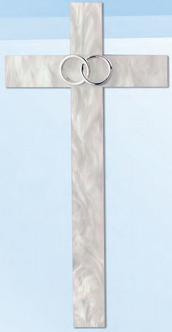 25th Anniversary Cross silver Rings Faux Mother of Pearl Finish Polymer 9 and 3 quarters inches COC620255310AG 25th Anniversary Cross silver Rings Faux Mother of Pearl Finish Polymer 9 and 3 quarters inches COC620255310AG