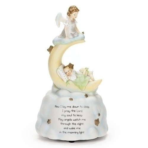 sleeping baby with angel moon prayer and cloud musical figurine plays brahms lullaby made of resin stands 7 and 1 quarter inches high 62123 sleeping baby with angel moon prayer and cloud musical figurine plays brahms lullaby made of resin stands 7 and 1 quarter inches high 62123