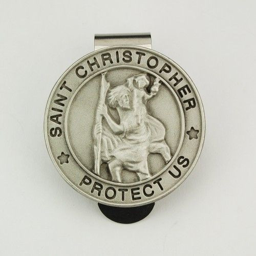 Auto Visor Clip with Saint Christopher medal made of Metal MAVC894 Auto Visor Clip with Saint Christopher medal made of Metal MAVC894