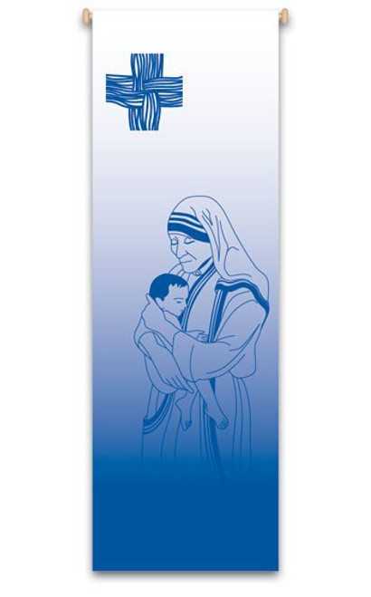 Saint Teresa of Calcutta Banner | Blue | 40” x 118” | Raytex | Slabbinck | Belgium Saint Teresa of Calcutta Banner | Blue | 40” x 118” | Raytex | Slabbinck | Belgium