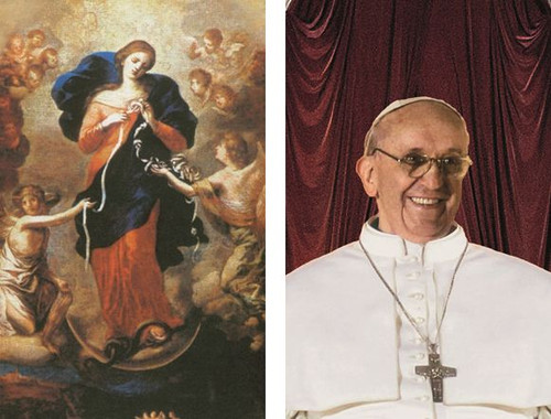 Our Lady Undoer of Knots with Pope Francis 2D Holy Card EGA124 Our Lady Undoer of Knots with Pope Francis 2D Holy Card EGA124