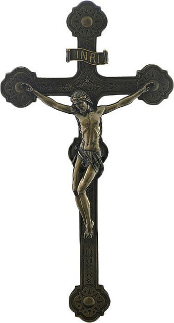 Wall Crucifix Cold Cast BronzeBronze & Pewter Finish Ornate Design measures 20 and 3 quarter inches USIWU7598A4 Wall Crucifix Cold Cast BronzeBronze & Pewter Finish Ornate Design measures 20 and 3 quarter inches USIWU7598A4