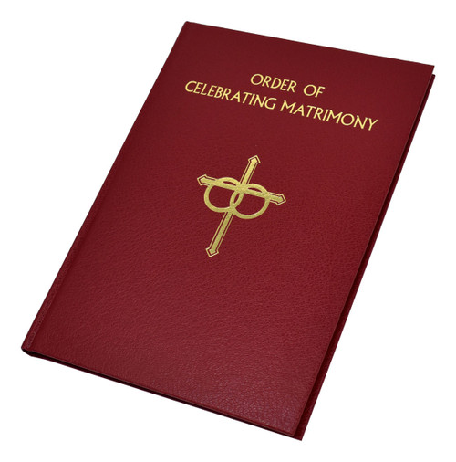 Leather-bound Order of Celebrating Matrimony book with gold-stamped cover and ribbon marker Leather-bound Order of Celebrating Matrimony book with gold-stamped cover and ribbon marker