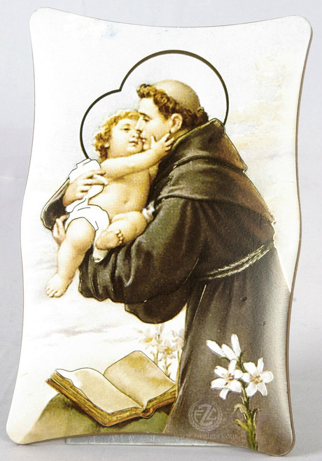 Saint Anthony Plaque with Gold Accents Made in Italy - Front 