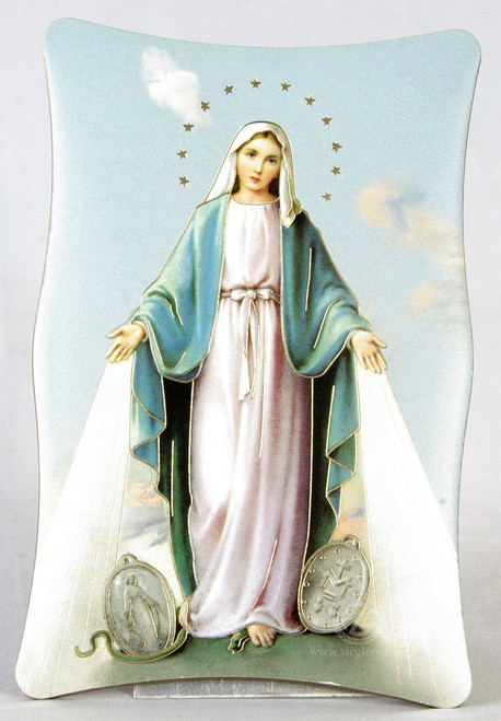 Our Lady of the Miraculous Medal Plaque | Gold Accents | Two Sizes | Italy | M04 