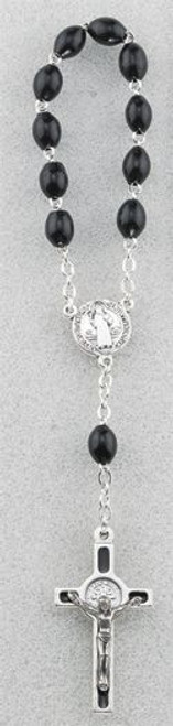 one decade set of rosary beads with saint benedict cross and centerpiece has black beads 06801 one decade set of rosary beads with saint benedict cross and centerpiece has black beads 06801