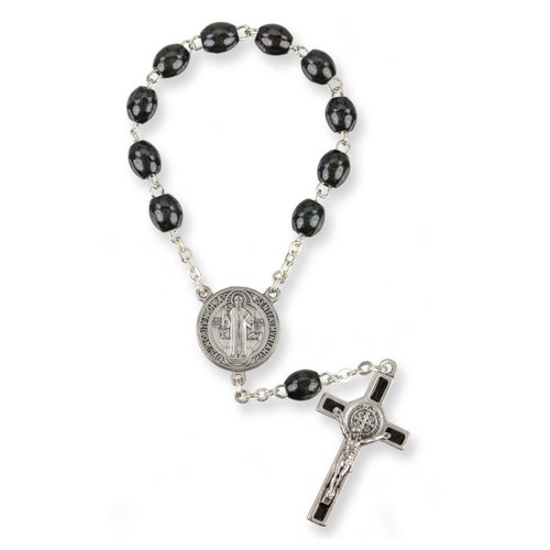 Saint Benedict One Decade Rosary with Black Beads & Crucifix