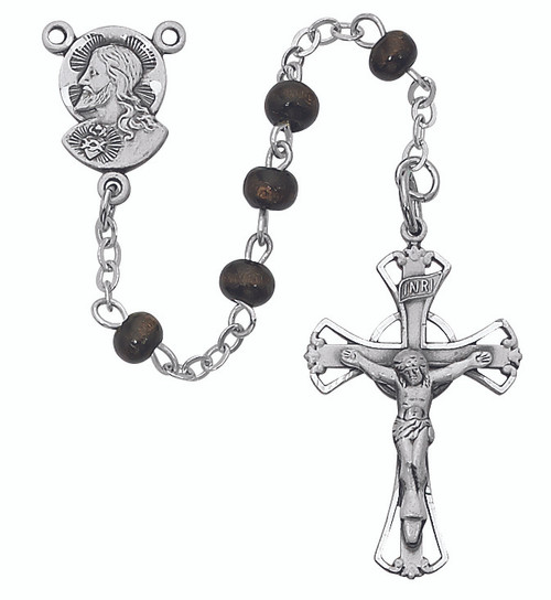 Rosary Beads | Flared Cross Crucifix | Sacred Heart of Jesus ...