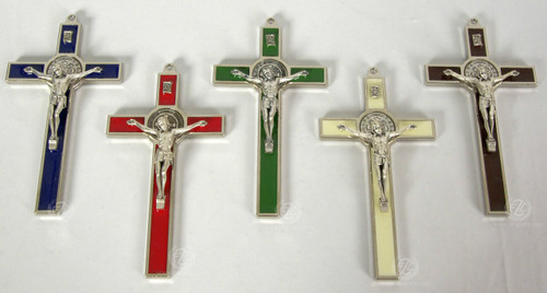 Saint Benedict Medal Wall Crucifix | 5 Colors | 5” | Metal | Italy | 434 Saint Benedict Medal Wall Crucifix | 5 Colors | 5” | Metal | Italy | 434