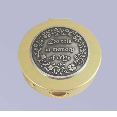 Do This In Memory of Me Brass Pyx Top of Lid 