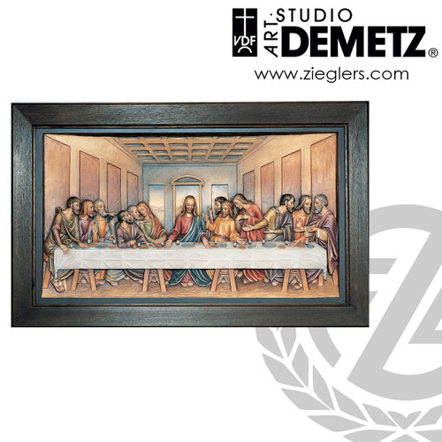 Last Supper Wall Frieze in fiberglass or hand carved linden wood with choice of 3 sizes and white marble bronze natural stain or color finish crafted in Italy DM90 Last Supper Wall Frieze in fiberglass or hand carved linden wood with choice of 3 sizes and white marble bronze natural stain or color finish crafted in Italy DM90