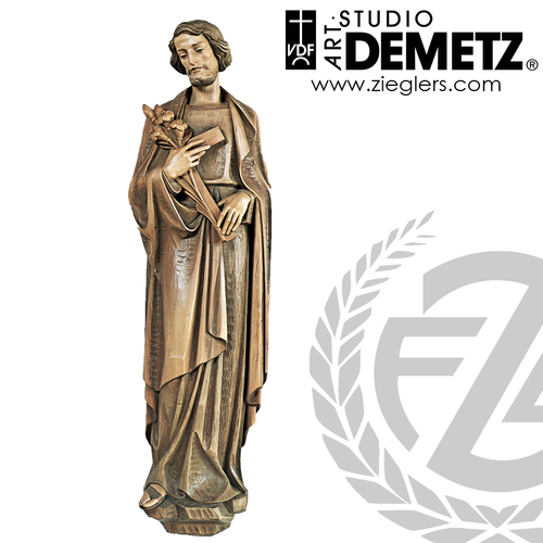 Saint Joseph Statue in Linden Wood measuring 30 36 42 48 or 60 Inches in choice of Bronze Color Natural Stain or White Marble finish from Italy DM3402 Saint Joseph Statue in Linden Wood measuring 30 36 42 48 or 60 Inches in choice of Bronze Color Natural Stain or White Marble finish from Italy DM3402
