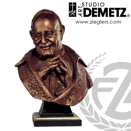 Saint Pope John 23 Statue bust made of fiberglass in choice of color bronze or white marble finish measures 18 by 14 by 12 inches Crafted In Italy DM600119A Saint Pope John 23 Statue bust made of fiberglass in choice of color bronze or white marble finish measures 18 by 14 by 12 inches Crafted In Italy DM600119A